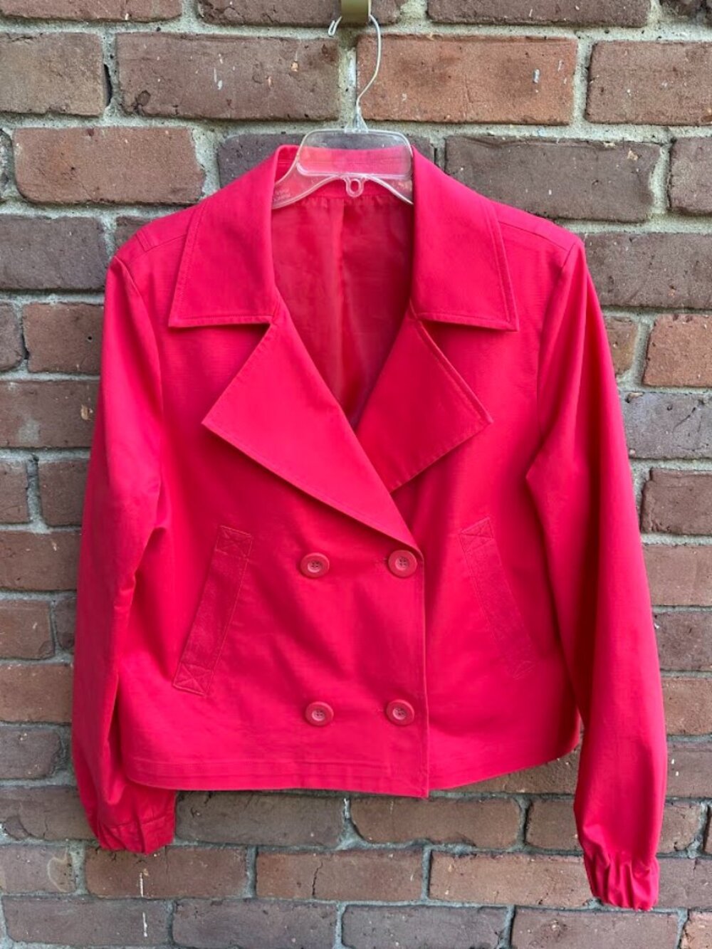 Ellen Tracy Red Double Breasted Pea Coat Size XL